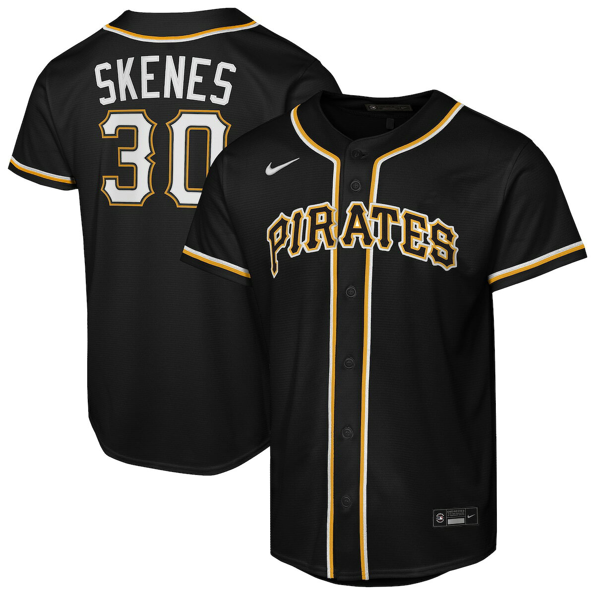 【公式グッズ】MLB パイレーツ ポール・スキーンズ ファッション ユニフォーム Nike/ナイキ キッズサイズ ブラック (Youth 8-20 Black Fashion Jersey - Player)