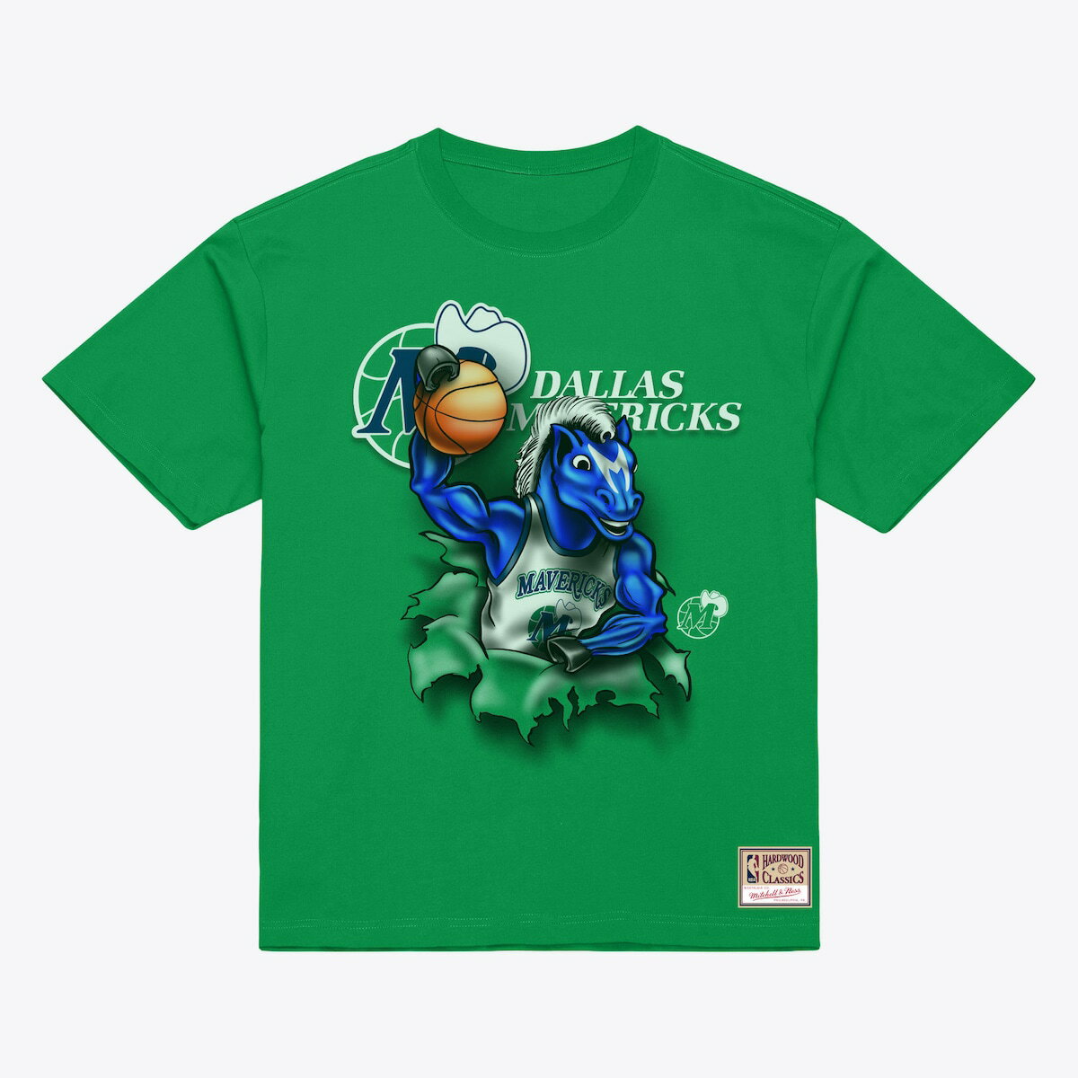 【公式グッズ】NBA マーベリックス Tシャツ Mitchell & Ness/ミッチェル＆ネス メンズ グリーン (NBA 26 BREAKTHROUGH TEE)