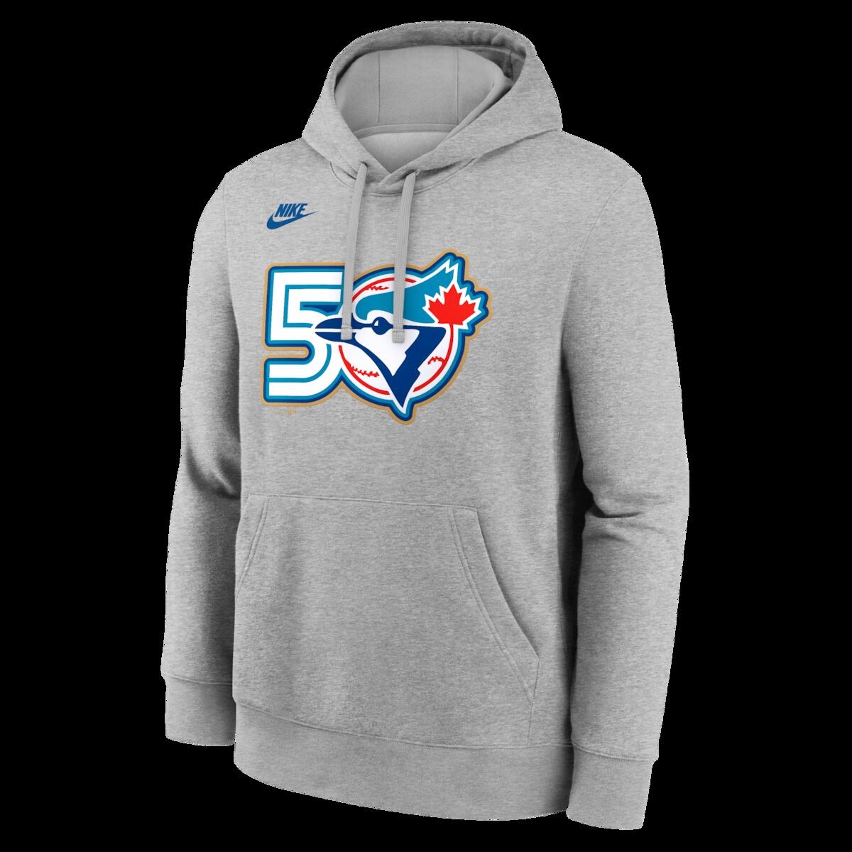 【公式グッズ】MLB ブルージェイズ パーカー Nike/ナイキ メンズ ヘザーグレイ (Men's Nike MLB Blue Jays 50th Anniversary Club Hood)