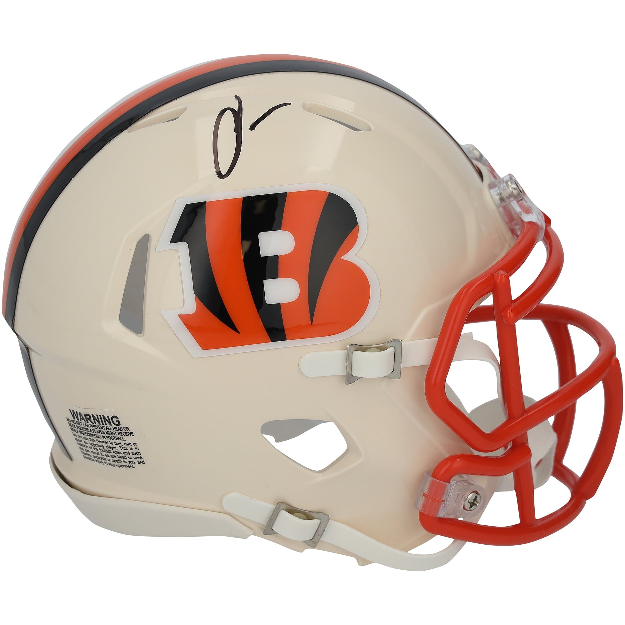 Bring home a collectible that celebrates Chad Johnson and the Cincinnati Bengals with this autographed Riddell Retro Speed Mini Helmet. Personally signed by Chad Johnson, it offers an authentic keepsake that belongs in any fan's collection. Individually numbered, it includes a tamper-evident hologram featuring FanSecure technology that can be verified at fanatics.com/fansecure.Officially licensedImportedIndividually numbered, tamper-evident hologram is authenticated with FanSecure technology and can be verified at fanatics.com/fansecureSignature may varyBrand: Fanatics Authentic