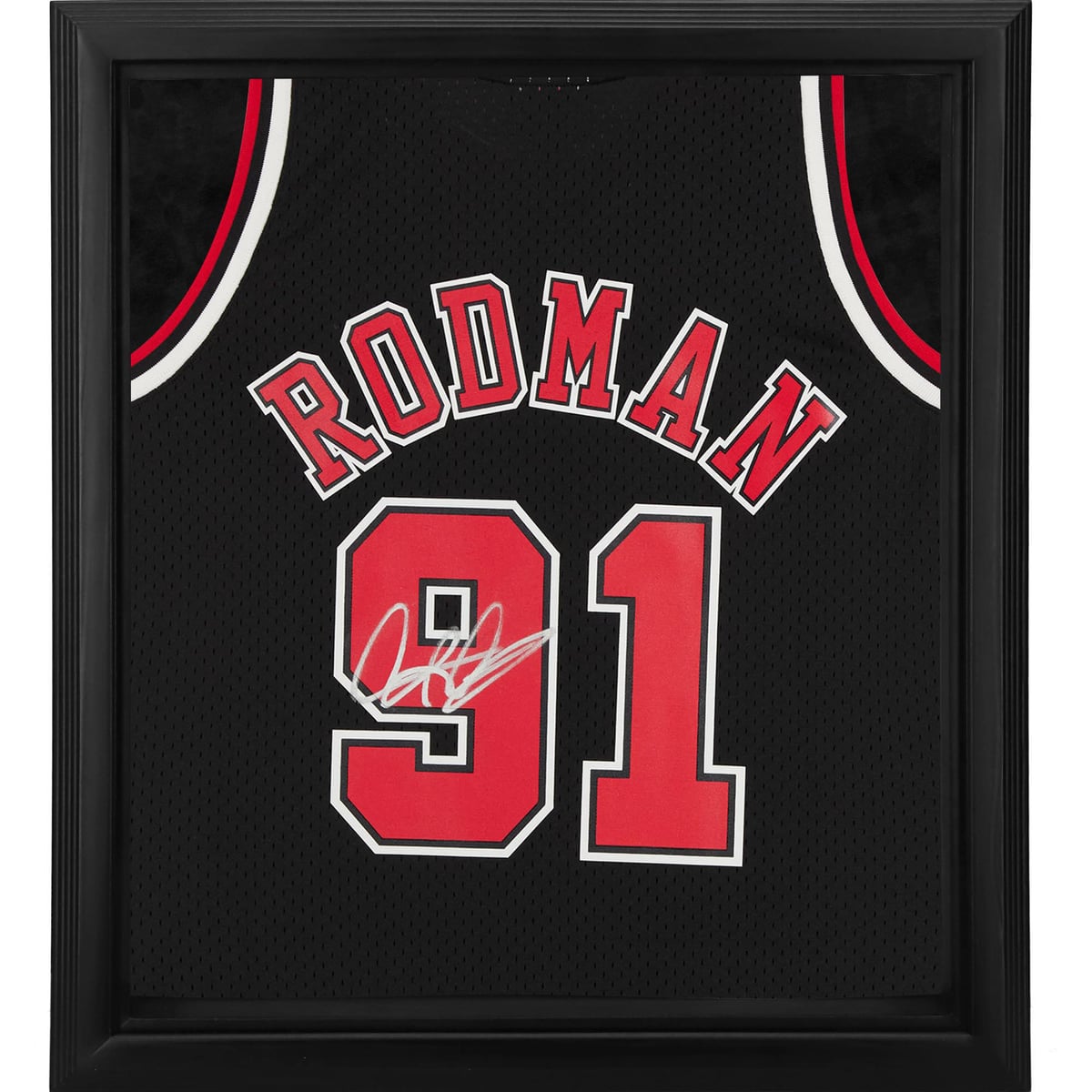 What better way to commemorate your favorite Chicago Bulls player than with this Dennis Rodman Framed Black 1997-98 Mitchell & Ness Hardwood Classics Replica Jersey Shadowbox. This unique jersey showcases the iconic signature from the Chicago Bulls superstar. Ready to hang in your home or office, this shadowbox is the perfect piece of memorabilia to rep your Dennis Rodman fandom for years to come.Ready to hangBrand: Fanatics AuthenticAuthenticated with FanSecure technologyHand-signed autographOfficially licensedIncludes an individually numbered, tamper-evident hologramSignature may vary