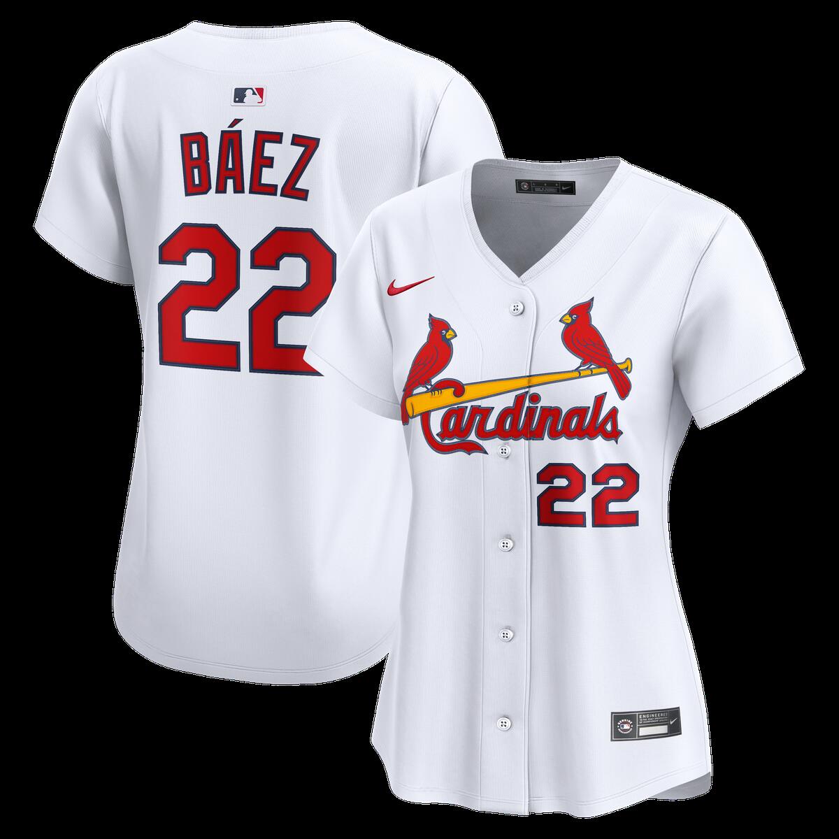 【公式グッズ】MLB カージナルス ジョシュア・バエズ ホーム リミテッド ユニフォーム Nike/ナイキ レディース ホワイト (2025 Nike Womens Limited Player Jersey)