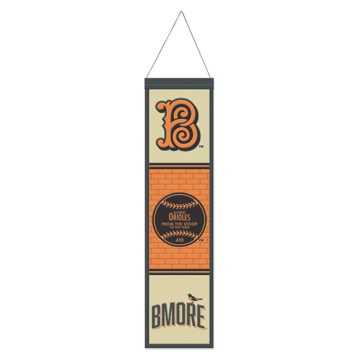 Celebrate your city while showcasing your Baltimore Orioles pride with this 2026 City Connect 8" x 32" Wool Banner. This piece features the classic WinCraft construction you know and love, combined with city-inspired Baltimore Orioles graphics that honor your team and their hometown. From the embroidered fabric appliques to the ready-to-hang design, this banner is a versatile and refined expression of your fandom.Brand: WinCraftSingle-sided designComes ready to hangMade in the USAEmbroidered fabric appliquesMaterial: 100% WoolOfficially licensedWipe clean with a damp clothMeasures approx. 8'' x 32''