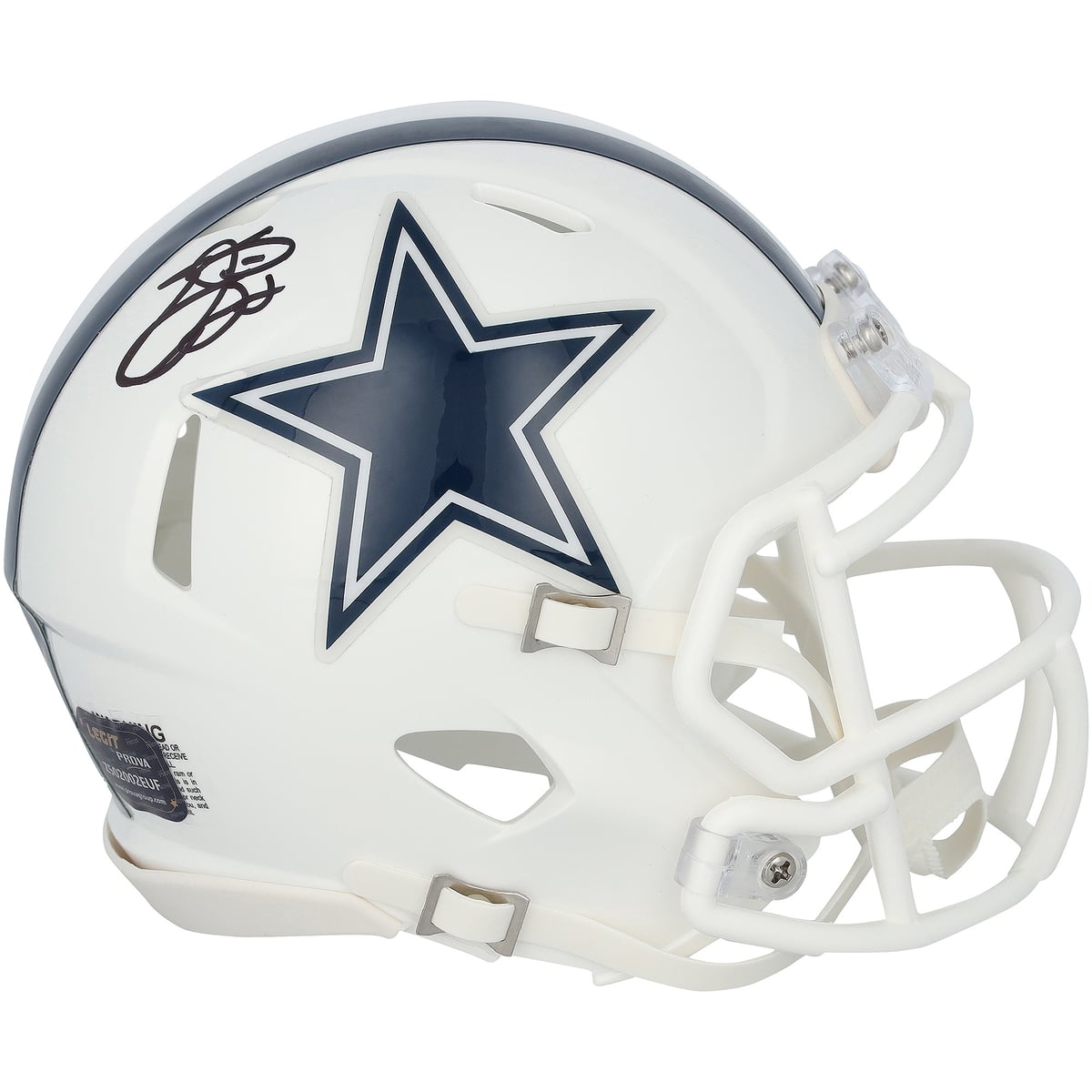 Add a display-worthy tribute to Emmitt Smith and the Dallas Cowboys to your collection with this Riddell 2022 Alternate Speed Mini Helmet. Hand-signed by Emmitt Smith and featuring distinct team details, it offers an authentic keepsake worthy of a prominent place in any collection. Individually numbered, it includes a tamper-evident hologram featuring FanSecure technology that can be verified at fanatics.com/fansecure.Brand: Fanatics AuthenticOfficially licensedSignature may varyImportedIndividually numbered, tamper-evident hologram is authenticated with FanSecure technology and can be verified at fanatics.com/fansecure