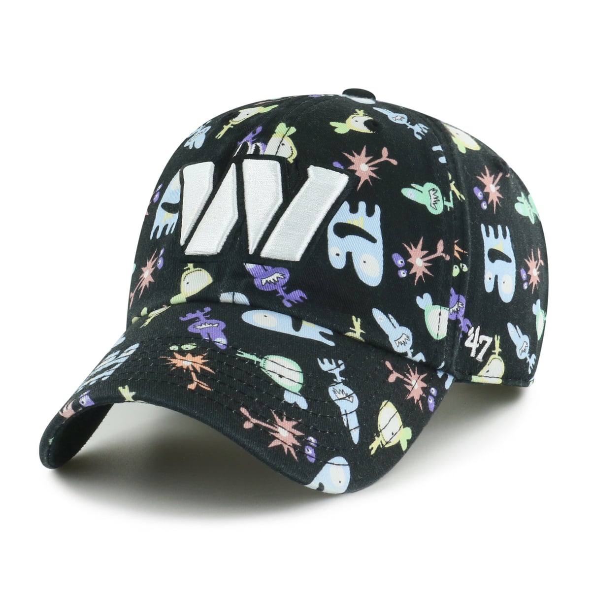 '47 has always blended true fan spirit with a relaxed, lived-in style that feels like an old favorite from day one. The Washington Commanders Space Critters hat channels that easygoing energy into a design with cosmic-level creativity and fun. It is the perfect piece for the youngest fans in the family, giving them a comfortable and imaginative way to start their own fan story.Brand: '47Solid panels with eyeletsEmbroidered team logo on crownGarment-washed cotton twill gives the cap a soft, worn-in lookLow CrownCuffed knit hatWipe clean with a damp clothUnstructured relaxed fitOne size fits mostImportedAdjustable fabric strap with snap buckleMaterial: 100% CottonCurved billOfficially licensedThe Clean Up is a popular headwear silhouette with its relaxed crown and curved visor
