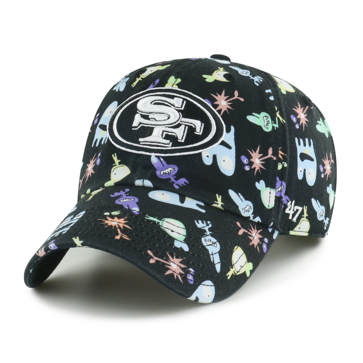 '47 has always blended true fan spirit with a relaxed, lived-in style that feels like an old favorite from day one. The San Francisco 49ers Space Critters hat channels that easygoing energy into a design with cosmic-level creativity and fun. It is the perfect piece for the youngest fans in the family, giving them a comfortable and imaginative way to start their own fan story.Brand: '47Unstructured relaxed fitGarment-washed cotton twill gives the cap a soft, worn-in lookOfficially licensedImportedSolid panels with eyeletsLow CrownCuffed knit hatEmbroidered team logo on crownOne size fits mostThe Clean Up is a popular headwear silhouette with its relaxed crown and curved visorWipe clean with a damp clothAdjustable fabric strap with snap buckleMaterial: 100% CottonCurved bill