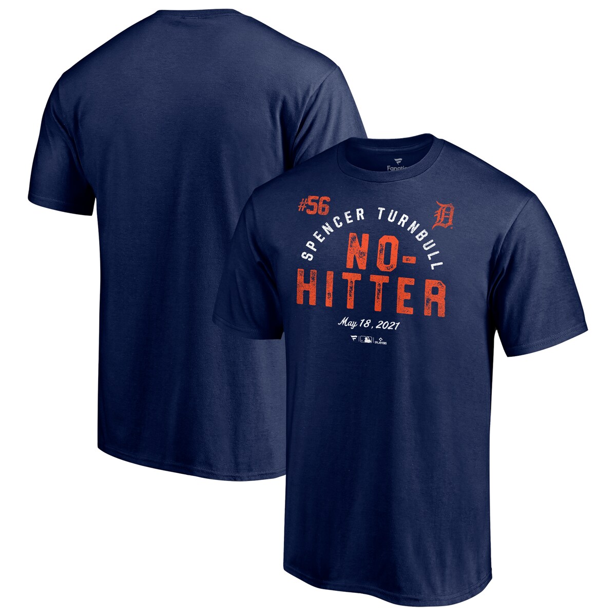 MLB タイガース スペンサー・ターンブル Tシャツ Fanatics（ファナティクス） メンズ ネイビー (Men's Fanatics Branded No Hitter Short Sleeve Tee)