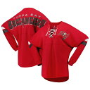 【公式グッズ】NFL バッカニアーズ Vネック 長袖 Tシャツ Fanatics/ファナティクス レディース レッド (22 Women's Lace Up S...