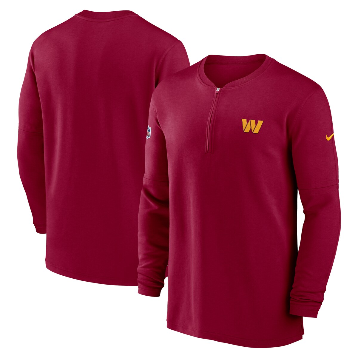 NFL コマンダーズ 長袖 Tシャツ Nike ナイキ メンズ バーガンディ (23 NFL SIDELINE Men's NIKE Long Sleeve Dri-Fit Half Zip Tee)