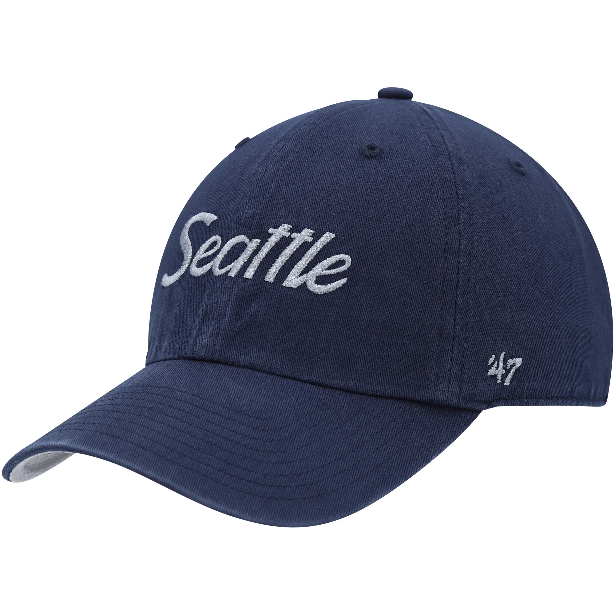 Sport a subtle yet striking focal point fit for Seattle Seahawks game day by grabbing this Crosstown Clean Up adjustable hat from '47. The stylized Seattle Seahawks wordmark draws attention to your team fandom, while the contrasting undervisor adds an extra bit of flair. The adjustable fabric strap makes securing a comfy fit simple also.Wipe clean with a damp clothImportedEmbroidered graphicsAdjustable fabric strap with snap buckleCurved billLow crownSix panels with eyeletsMaterial: 100% CottonWoven clip tagOne size fits mostGray undervisorUnstructured relaxed fitOfficially licensedBrand: '47