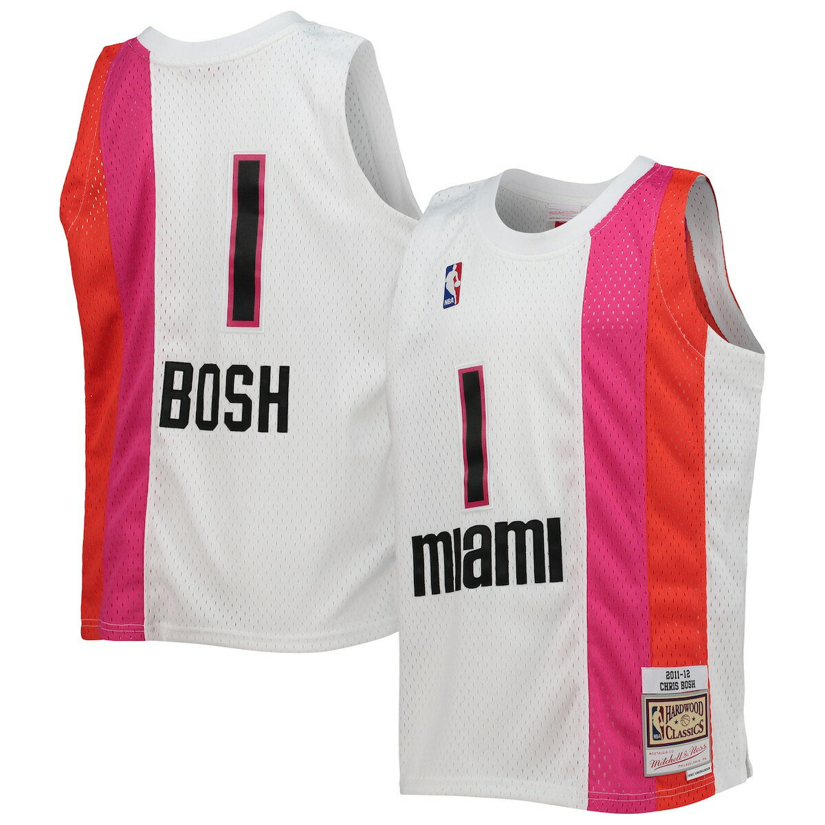 NBA ヒート クリス・ボッシュ ユニフォーム Mitchell & Ness（ミッチェル＆ネス） キッズ ホワイト (MNC HWC Youth Swingman Jerseys)