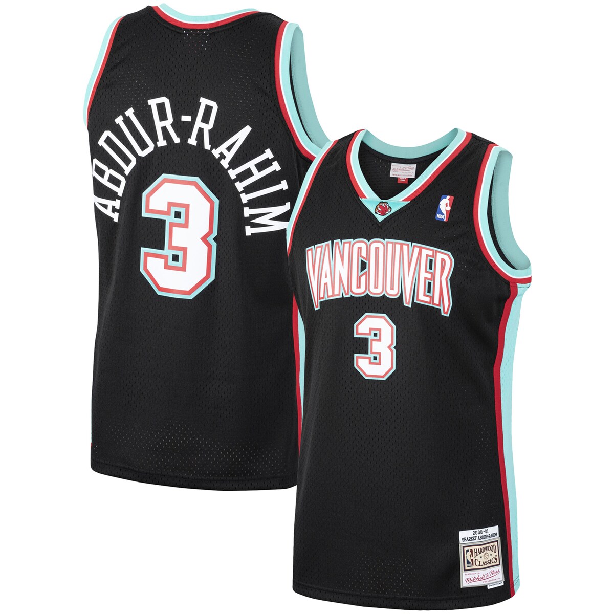 Rep one of your all-time favorite pros with this Shareef Abdur-Rahim Swingman jersey from Mitchell & Ness. The throwback Vancouver Grizzlies details are inspired by the franchise's iconic look of days gone by. Every stitch on this jersey is tailored to exact team specifications, delivering outstanding quality and a premium feel.Officially licensedTackle twill graphicsMaterial: 100% PolyesterImportedWoven tag with player detailsCrew neckHeat-sealed NBA logoBrand: Mitchell & NessSide splits at waist hemRib-knit collar and arm openingsSleevelessSwingman ThrowbackWoven jock tagMachine wash, line dryMesh fabric