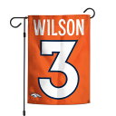 Make it known that your yard and home are Denver Broncos territory when you plant this Russell Wilson Player garden flag from WinCraft on your lawn.Weatherproof materialBrand: WinCraftOfficially licensedMaterial: 100% PolyesterMade in the USAMeasures approx. 12'' x 18''Flag stand not includedMedium-weightSublimated graphicsDouble-sided designFray and fade resistant