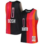 NBA ヒート クリス・ボッシュ ユニフォーム Mitchell & Ness（ミッチェル＆ネス） メンズ ブラック (MNC NBA SPLIT SWINGMAN JERSEY)