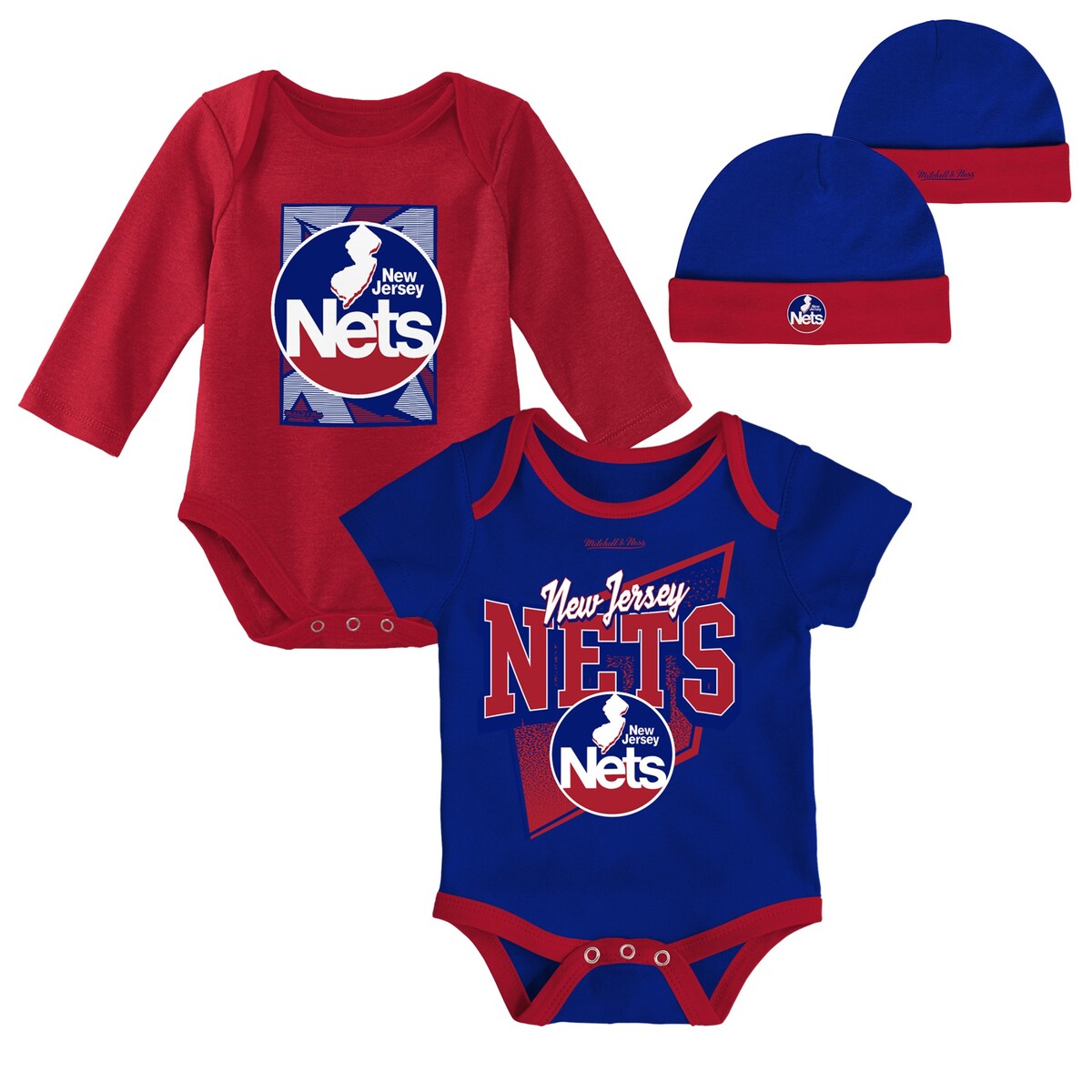 NBA ネッツ ロンパースセット Mitchell & Ness（ミッチェル＆ネス） ベビー ブルー (Newborn OST M&N HWC SS & LS Creeper and Beanie Set)