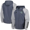 Defend against inclement conditions when you put on this All-Weather jacket from adidas. Featuring the Minnesota United FC crest, its elastic cuffs help block out the elements, while mesh lining provides a breathable feel. Raglan sleeves also create some extra arm room for more flexible movement in this Minnesota United FC full-zip hoodie.Zipper garageMaterial: 100% Recycled Polyester - Outer and Lining; 100% Thermoplastic Polyurethane - InnerLocket loopHood with adjustable togglesRaglan sleevesEmbroidered fabric appliqueHeat-sealed brand logo and stripesTwo front zippered pocketsWoven tagImportedBrand: adidasLightweight jacket suitable for mild temperaturesMesh liningLong sleeveMachine wash, tumble dry lowFull ZipHoodedOfficially licensedElastic cuffs