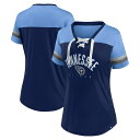 【公式グッズ】NFL タイタンズ Vネック Tシャツ Fanatics/ファナティクス レディース ネイビー (23 Women's Blitz and Glam Lace Up SS Jersey)