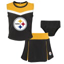 NFL スティーラーズ ワンピース Outerstuff（アウタースタッフ） トドラー ブラック (23 Toddler Spirit Cheer 3 Piece Cheerleader Set)