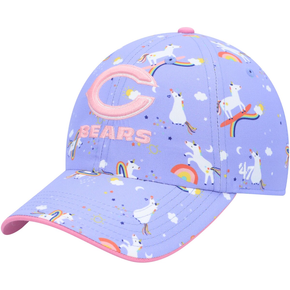 【公式グッズ】NFL ベアーズ アジャスタブル キャップ '47 /フォーティーセブン トドラー パープル (NFL Child Girls Unicorn Clean Up)(4)