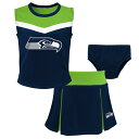 NFL シーホークス ワンピース Outerstuff（アウタースタッフ） トドラー ネイビー (23 Juvenile Spirit Cheer 3 Piece Cheerleader Set)