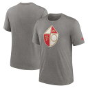 Throw it back in San Francisco 49ers style with this Rewind Logo T-shirt from Nike. It features retro team graphics on top of extra-soft tri-blend fabric. Add a timeless tee to any San Francisco 49ers collection with this striking shirt.Short sleeveMachine wash, tumble dry lowOfficially licensedCrew neckMaterial: 50% Cotton/25% Polyester/25% RayonImportedBrand: NikeScreen print graphics