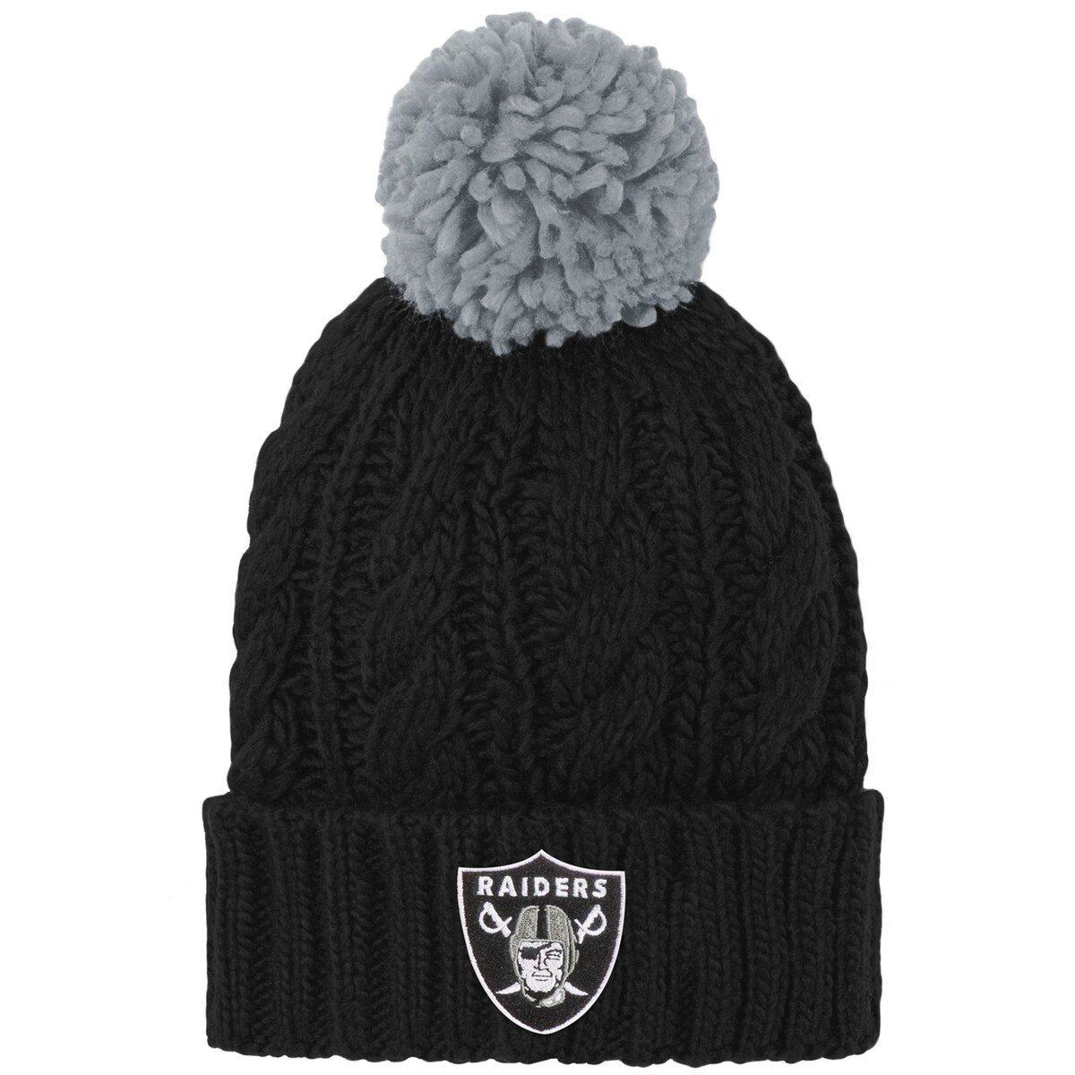 【公式グッズ】NFL レイダース ニット帽 Outerstuff ガールズ ブラック (NFL Youth Girls Team Cable Cuffed Knit)(4)