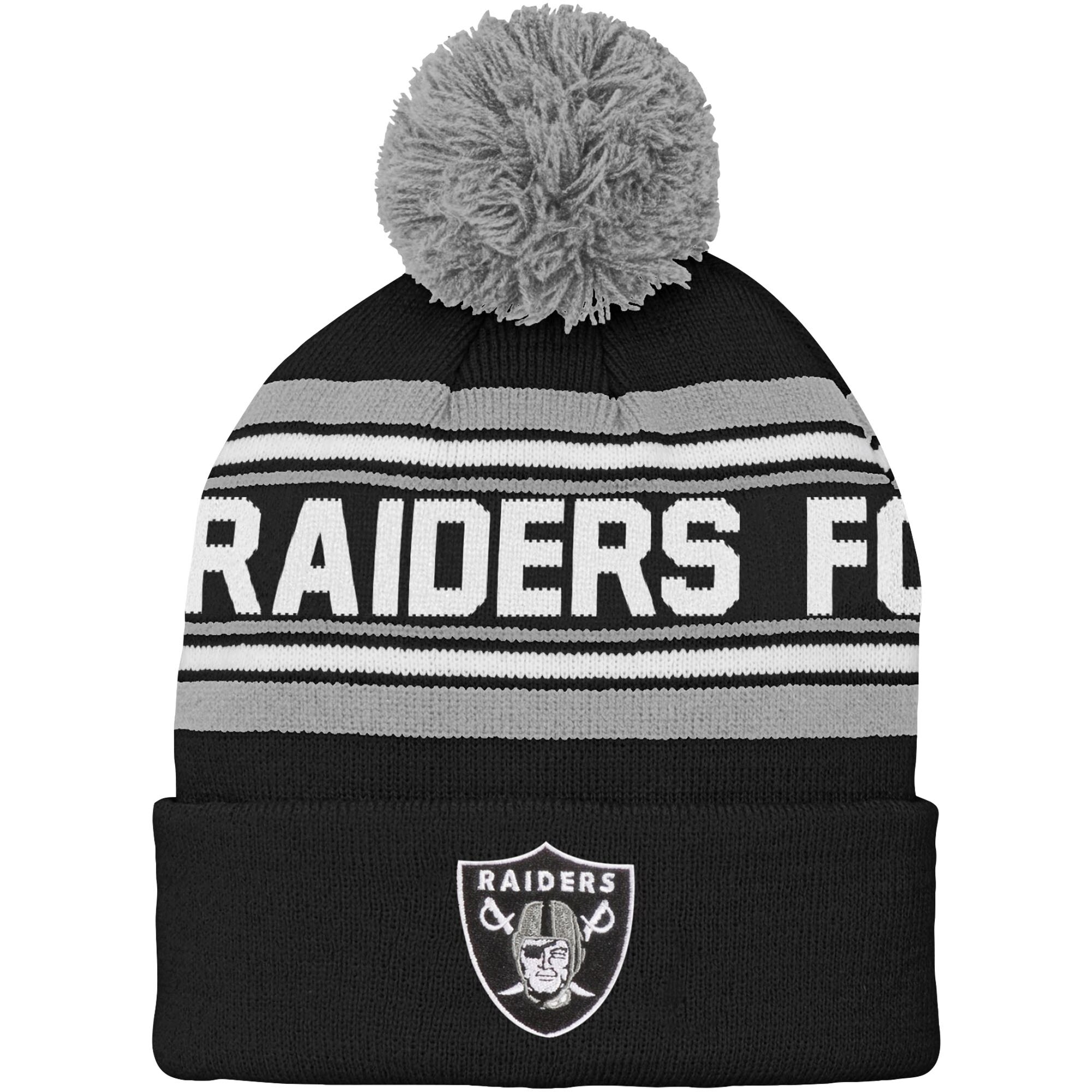 NFL レイダース ニット帽 Outerstuff（アウタースタッフ） トドラー ブラック (NFL Child Jacquard Cuffed Pom Knit)