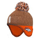 Help your little fan generate extra warmth in an adorable way with this Denver Broncos Football Head knit hat. Its fun design features a speckled pattern, football laces and a multicolor pom that highlights the embroidered Denver Broncos logo and contrast-color stitching. Ear flaps provide added coverage and coziness.Knit designMachine wash, tumble dry lowOfficially licensedEmbroidered graphicsPom on topImportedMaterial: 100% AcrylicBrand: OuterstuffOver-the-ear flapsOne size fits most