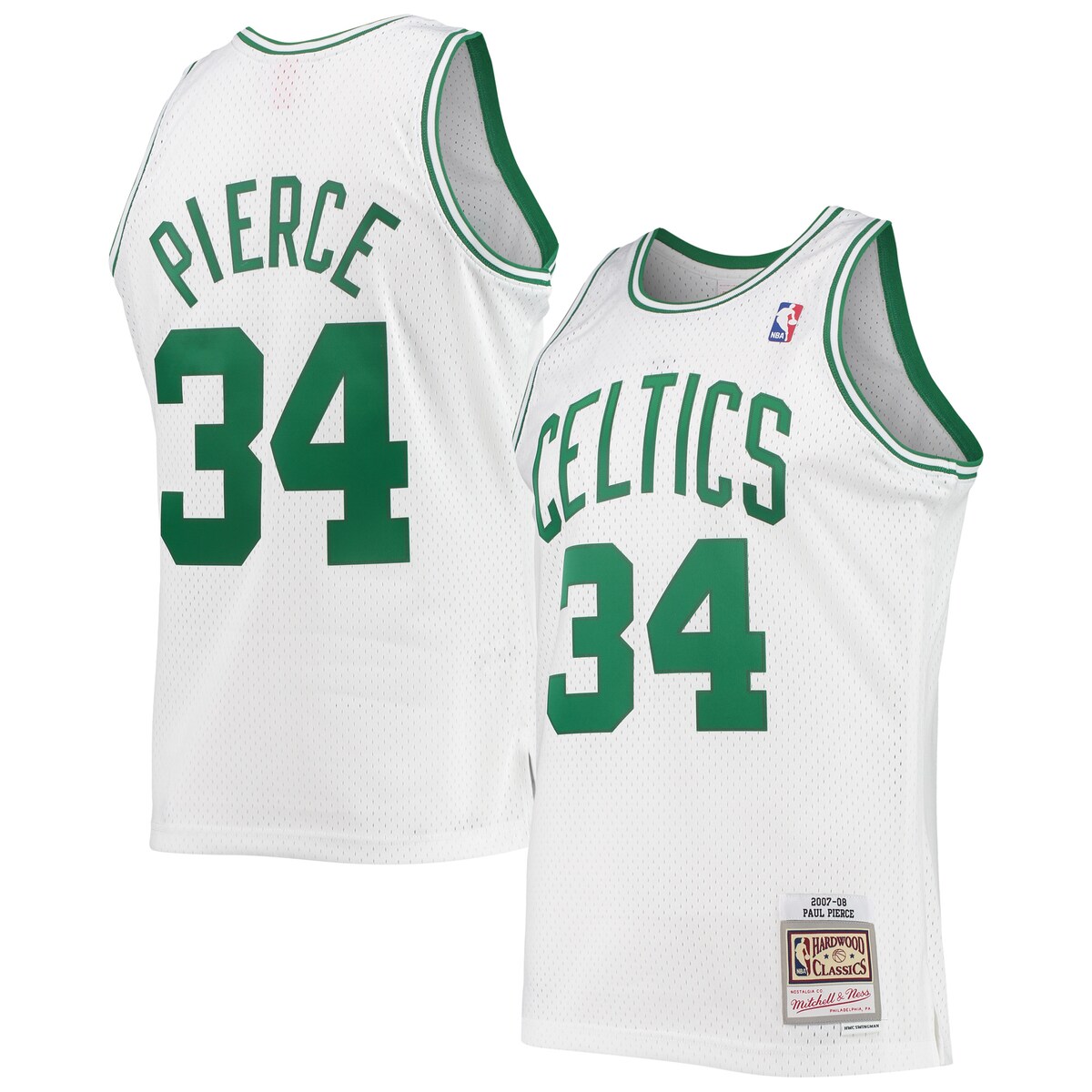 Rep one of your all-time favorite pros with this Paul Pierce Swingman jersey from Mitchell & Ness. The throwback Boston Celtics details are inspired by the franchise's iconic look of days gone by. Every stitch on this jersey is tailored to exact team specifications, delivering outstanding quality and a premium feel.SleevelessMachine wash, line dryOfficially licensedCrew neckMaterial: 100% PolyesterHeat-sealed NBA logoSide splits at waist hemRib-knit collar and arm openingsWoven jock tagSwingman ThrowbackImportedWoven tag with player detailsTackle twill graphicsBrand: Mitchell & NessMesh fabric