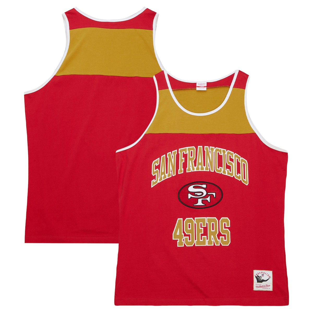 NFL 49ers タンクトップ Mitchell & Ness（ミッチェル＆ネス） メンズ スカーレット (NFL HERITAGE COLOR BLOCKED TANK TOP)