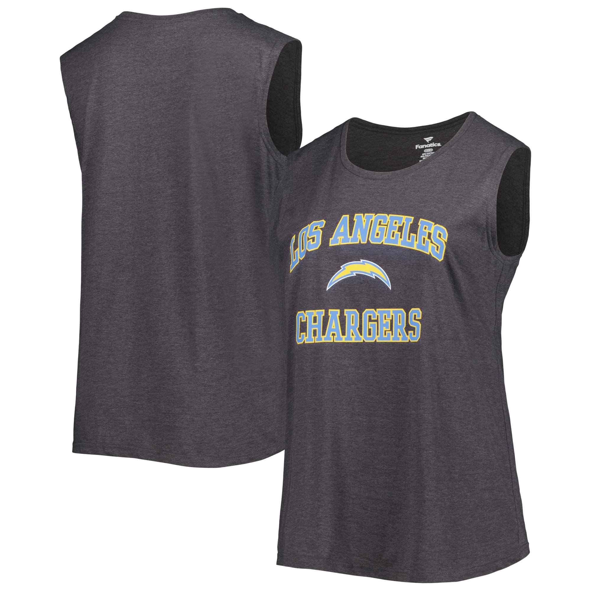 Beat the heat in chic Los Angeles Chargers-inspired style by grabbing this tank top from Fanatics Branded. It features unmistakable Los Angeles Chargers graphics printed across the chest and its sleeveless design makes it a strong choice when you want to keep cool and show your team spirits can't be contained. Grab this top and be ready for the next opening kick-off or sunny day out.Material: 60% Cotton/40% PolyesterScreen print graphicsOfficially licensedSleevelessImportedBrand: Fanatics BrandedMachine wash with garment inside out, tumble dry lowCrew neck