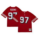 Show off your appreciation for Bryant Young's storied career with this San Francisco 49ers Legacy Replica jersey from Mitchell & Ness. It features distinctive throwback team graphics on the chest and back, perfect for wearing at home or at the game. This vintage jersey is a fun, easy way to help relive some of your favorite player's greatest moments from his glory days.Machine wash, line dryJersey Color Style: ThrowbackSide splits at hemOfficially licensedThrowback JerseyImportedBrand: Mitchell & NessShort sleeveTackle twill appliqueV-neckMaterial: 100% PolyesterMesh fabricScreen print stripes on sleevesWoven jock tag at hem