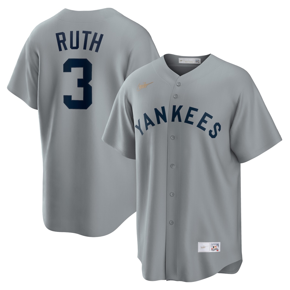 MLB ヤンキース ベーブ・ルース ユニフォーム Nike ナイキ メンズ グレイ (MLB Nike Men's Official Cooperstown Player Jersey)