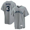 MLB ヤンキース ベーブ・ルース ユニフォーム Nike ナイキ メンズ グレイ (MLB Nike Men's Official Cooperstown Player Jersey)