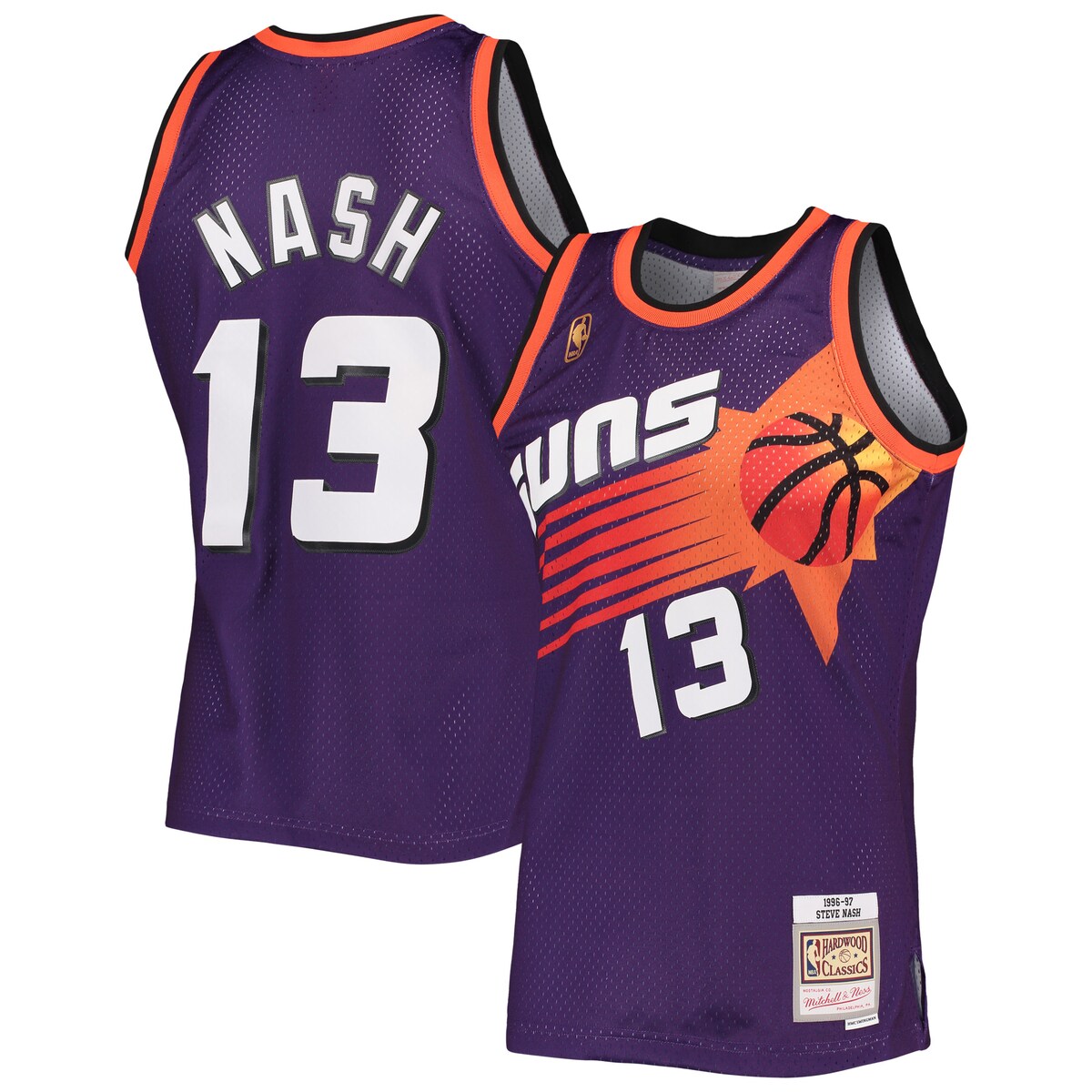 Think back to the good old days when Steve Nash was helping the Phoenix Suns to victory by grabbing this Swingman Jersey. Mitchell & Ness designed this piece with mesh fabric for breathability and freshness. On top of that, the throwback-inspired Phoenix Suns and Steve Nash graphics adds nostalgia to your spirited apparel.Machine wash, line dryOfficially licensedSublimated graphicsBrand: Mitchell & NessSide splits at waist hemMaterial: 100% PolyesterMesh fabricSleevelessImportedWoven jock tagHeat-sealed tackle twill graphicsThrowback JerseyCrew neck