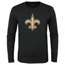 【公式グッズ】NFL セインツ 長袖 Tシャツ Outerstuff(アウタースタッフ) キッズ ブラック (23 Youth Primary Logo LST)