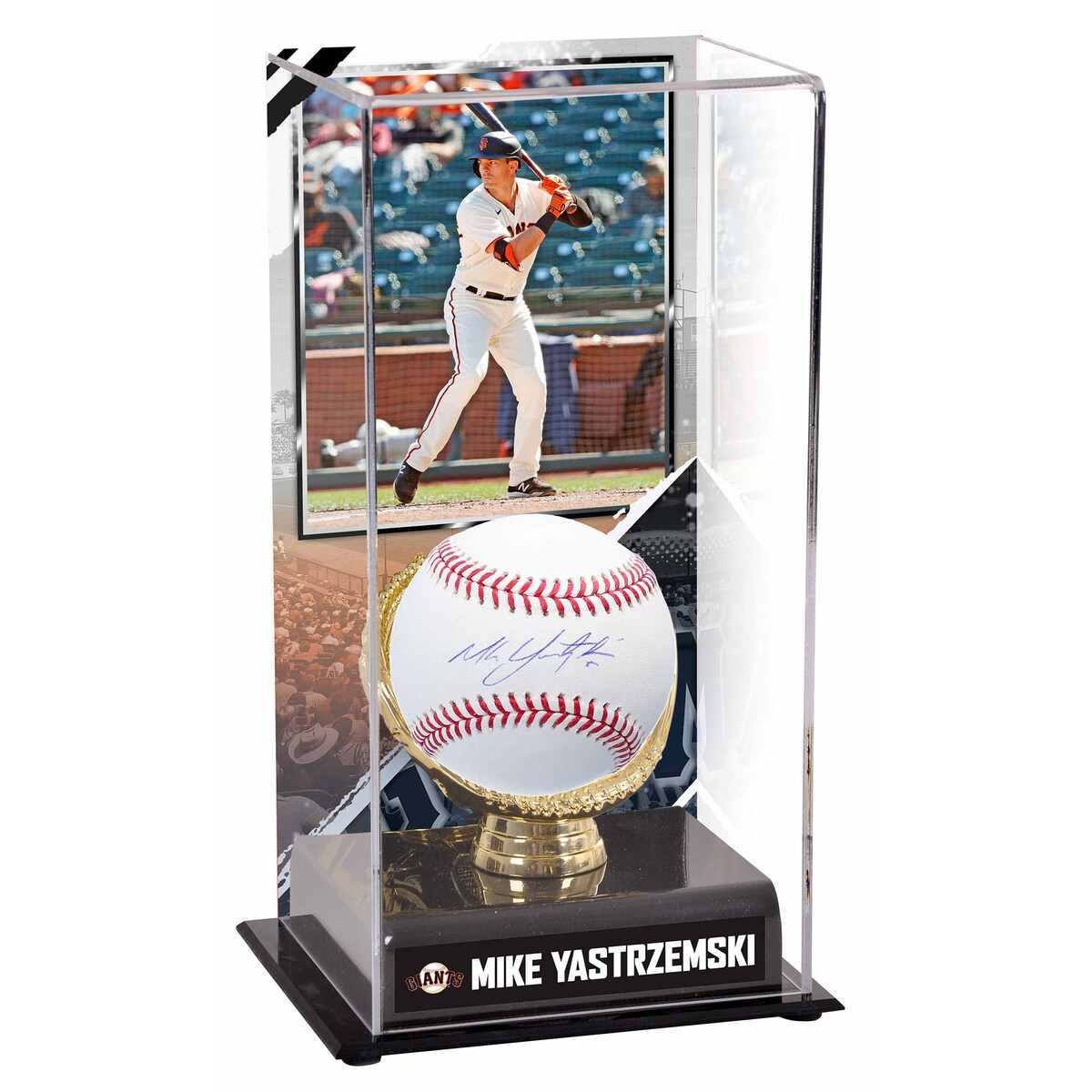 Take your collection of Mike Yastrzemski memorabilia to the next level with this autographed San Francisco Giants Baseball and Sublimated Baseball Display Case with Image. Whether displayed in your home or office, it's the perfect way to highlight your passion for Mike Yastrzemski for years to come.Obtained under the auspices of the Major League Baseball Authentication Program and can be verified by its numbered hologram at MLB.comMeasures approx. 4.9'' x 4.25'' x 9.75''Officially licensedHand-signed autographBrand: Fanatics AuthenticIncludes an individually numbered, tamper-evident hologramSignature may vary