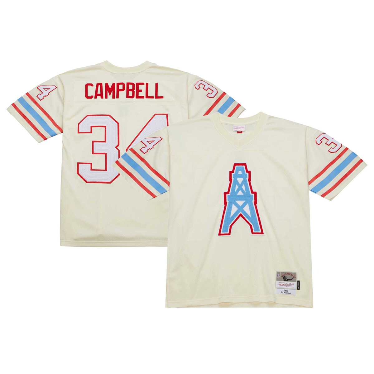 NFL オイラーズ アール・キャンベル レガシー ユニフォーム Mitchell & Ness（ミッチェル＆ネス） メンズ クリーム (Men's MNC Chain Stitch Legacy Jersey)