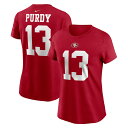 Show your support for one of the most dominant players on the gridiron with this Brock Purdy Name and Number T-shirt from Nike. It's designed as a simpler alternative to the on-field jerseys the San Francisco 49ers wear. Traditional cotton fabric makes this Brock Purdy tee an ideal option for game day.Crew neckImportedScreen print graphicsMachine wash, tumble dry lowBrand: NikeMaterial: 100% CottonOfficially licensedShort sleeve