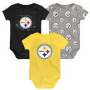 【公式グッズ】NFL スティーラーズ ロンパースセット Outerstuff(アウタースタッフ) ベビー ブラック (24 Newborn Team Start...