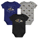 【公式グッズ】NFL レイブンズ ロンパースセット Outerstuff(アウタースタッフ) ベビー パープル (24 Newborn Team Starter...