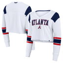 【公式グッズ】MLB ブレーブス 長袖 Tシャツ Fanatics(ファナティクス) レディース ホワイト (Fall24 WI Stretch Crop LS Top)