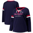 【公式グッズ】NFL ペイトリオッツ Vネック 長袖 Tシャツ Fanatics/ファナティクス レディース ネイビー (NFL Womens Plus Won...