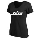 エントリーでポイント 5倍【公式グッズ】NFL ジェッツ Vネック Tシャツ (プラスサイズ) Fanatics(ファナティクス) レディース ブラック (NFL Womens Plus Basic V neck SST - R)(4)