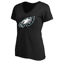 【公式グッズ】NFL イーグルス Vネック Vネック Tシャツ(プラスサイズ) (プラスサイズ) Fanatics/ファナティクス レディース ブラック (NFL Womens Plus Basic V neck SST - R)