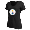 【公式グッズ】NFL スティーラーズ Vネック Tシャツ (プラスサイズ) Fanatics/ファナティクス レディース ブラック (NFL Womens Pl...