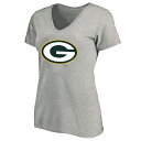 エントリーでポイント 5倍【公式グッズ】NFL パッカーズ Vネック Tシャツ (プラスサイズ) Fanatics(ファナティクス) レディース ヘザーグレイ (NFL Womens Plus Basic V neck SST - R)(4)