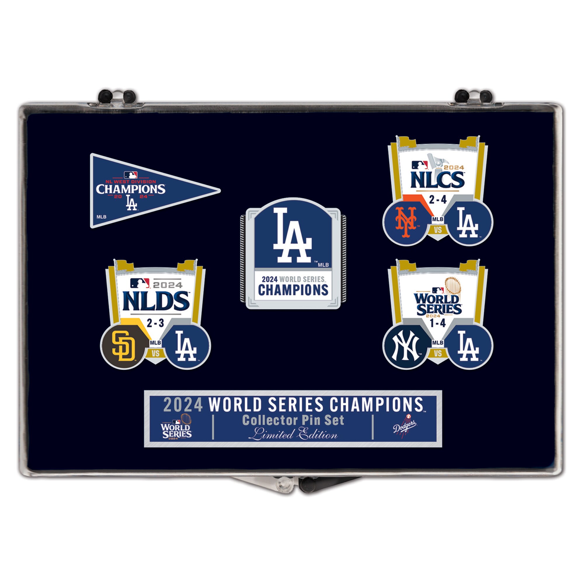 【公式グッズ】 MLB ドジャース 2024 ワールドシリーズ優勝記念 ピンバッジ ウィンクラフト (2024 MLB World Series Champions 5pc collector Pin Set)