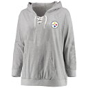 【公式グッズ】NFL スティーラーズ プルオーバー パーカー Fanatics(ファナティクス) レディース ヘザーグレイ (NFL Womens Plus Basic Laces Hoodie - R)