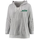 【公式グッズ】NFL ジェッツ プルオーバー パーカー Fanatics/ファナティクス レディース ヘザーグレイ (NFL Womens Plus Basic Laces Hoodie - R)(4)